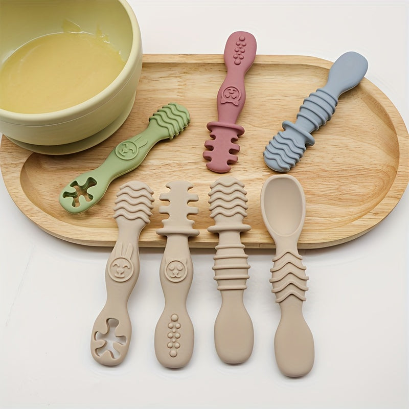 4-Piece Baby Silicone Spoon & Fork Set β Soft, Food-Grade Cutlery for Safe & Easy Self-Feeding