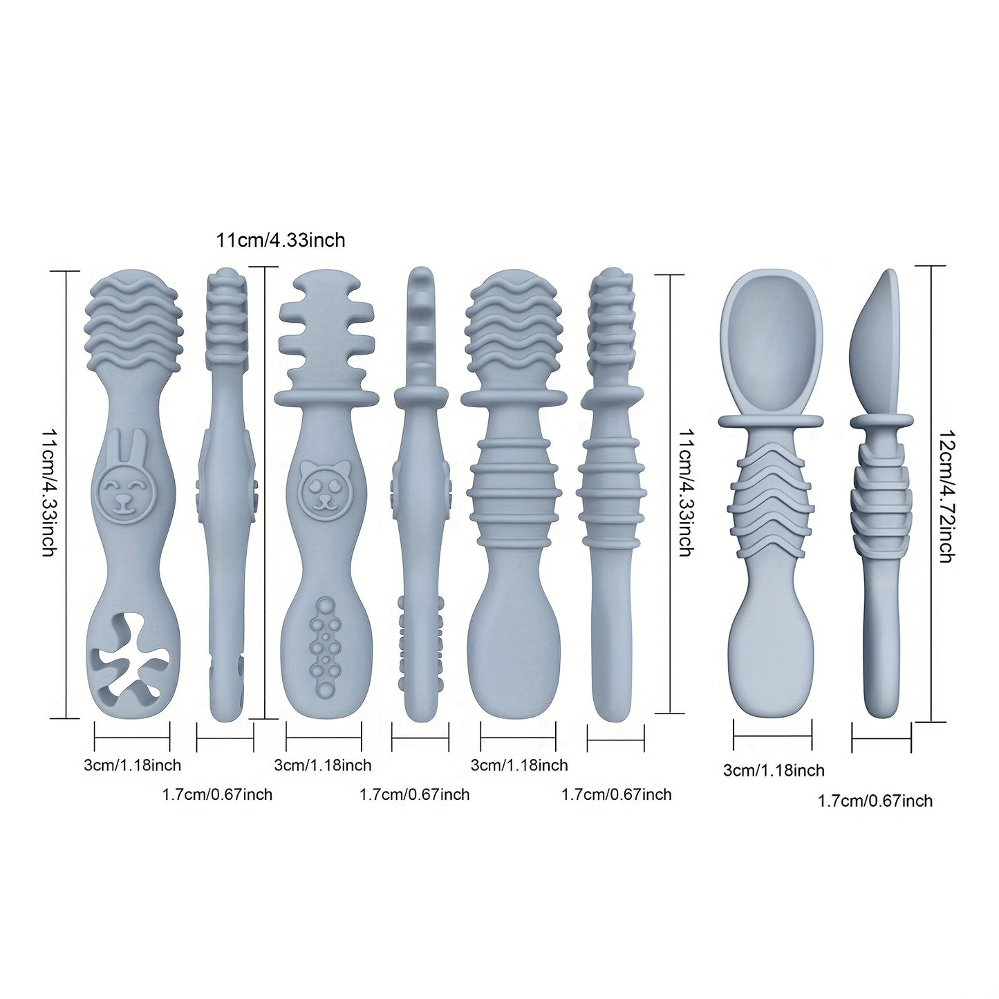4-Piece Baby Silicone Spoon & Fork Set β Soft, Food-Grade Cutlery for Safe & Easy Self-Feeding