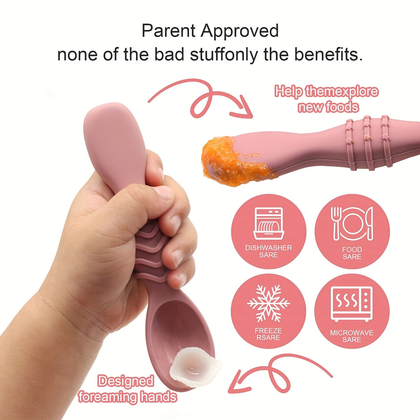 4-Piece Baby Silicone Spoon & Fork Set β Soft, Food-Grade Cutlery for Safe & Easy Self-Feeding