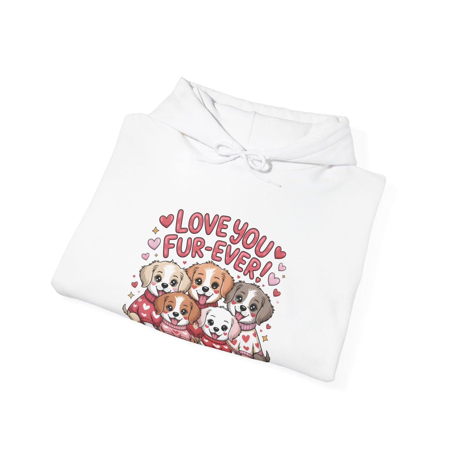 Dog Lover Hoodie — "Love You Fur-Ever" Cute Puppies Valentine Sweatshirt, Gift for Dog Lovers, Couples Gift