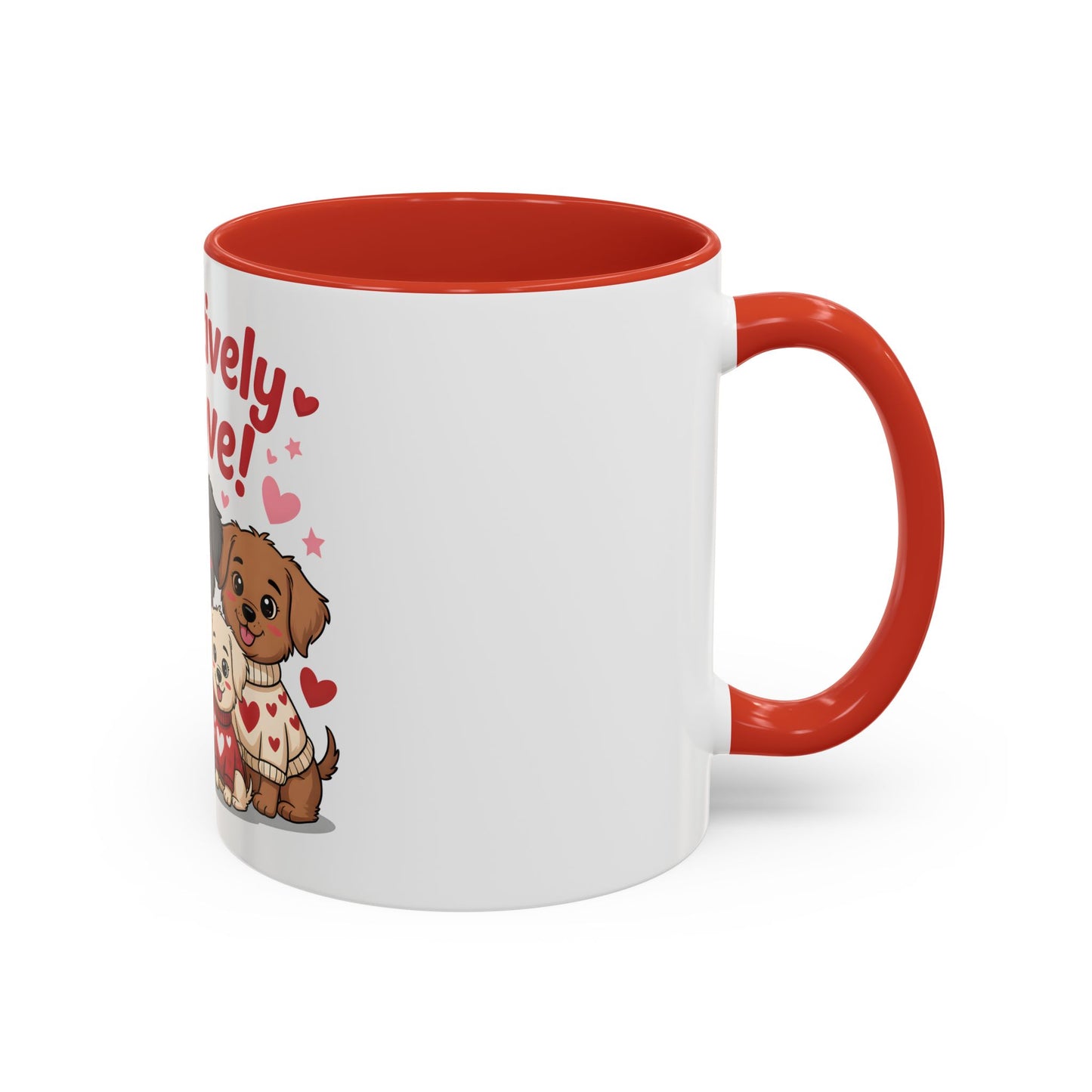 Pawsitively in Love Coffee Mug — Cute Dogs Valentine Accent Mug (11/15oz)