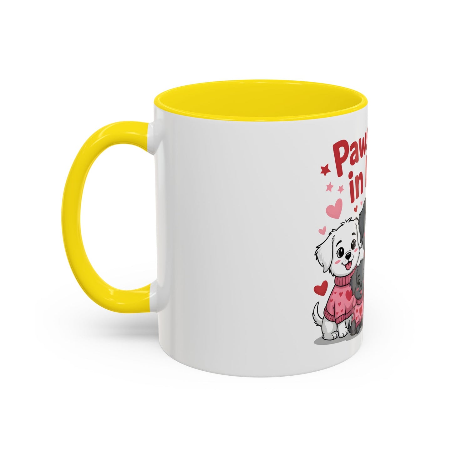 Pawsitively in Love Coffee Mug — Cute Dogs Valentine Accent Mug (11/15oz)