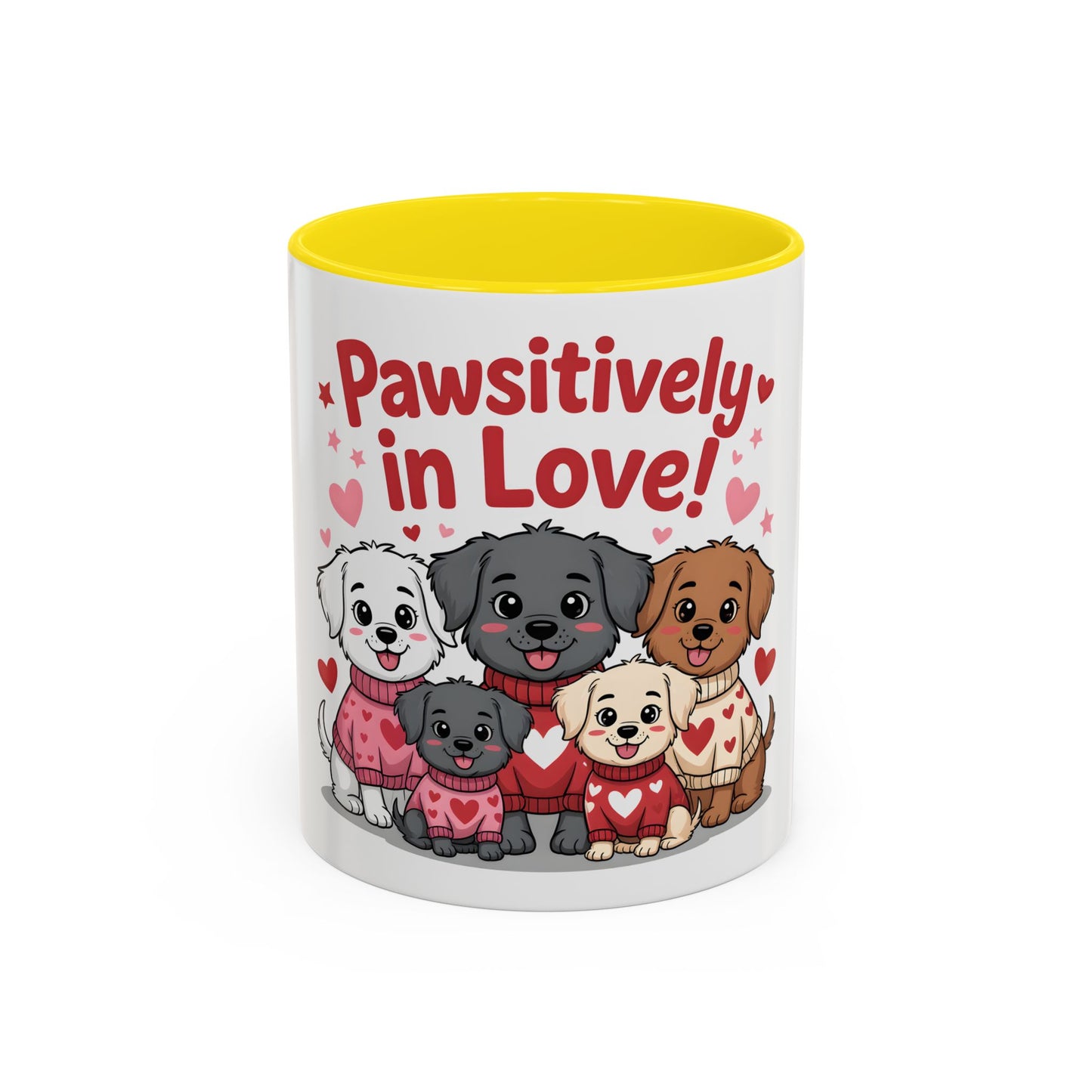 Pawsitively in Love Coffee Mug — Cute Dogs Valentine Accent Mug (11/15oz)