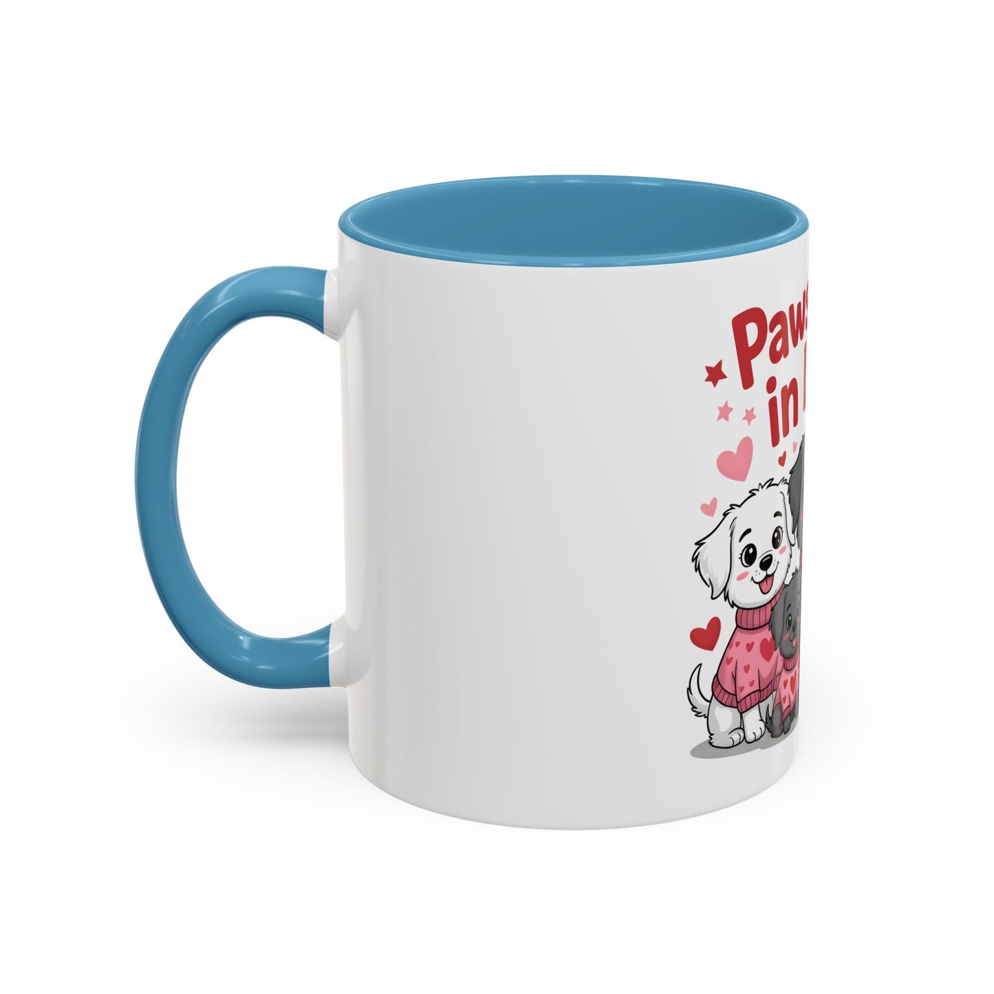 Pawsitively in Love Coffee Mug — Cute Dogs Valentine Accent Mug (11/15oz)