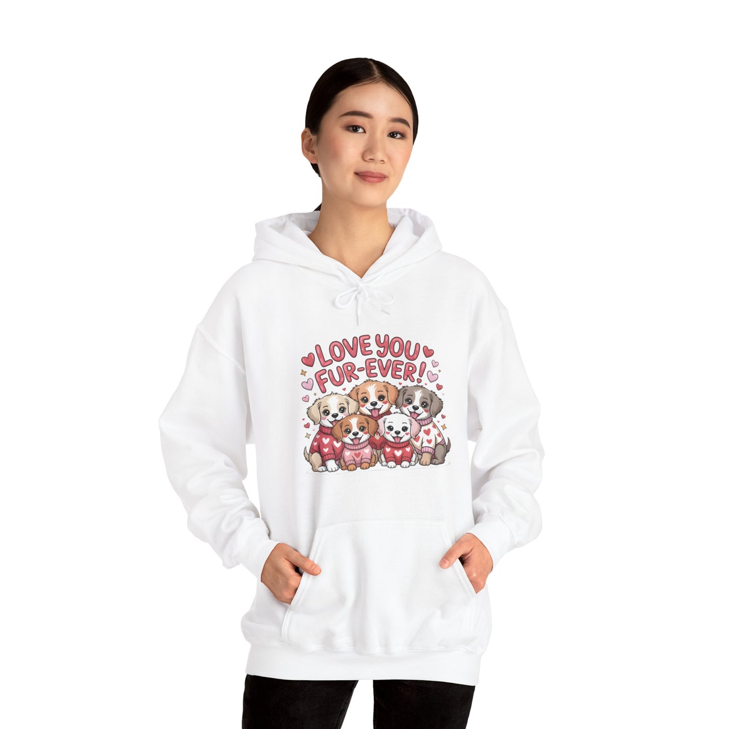 Dog Lover Hoodie — "Love You Fur-Ever" Cute Puppies Valentine Sweatshirt, Gift for Dog Lovers, Couples Gift