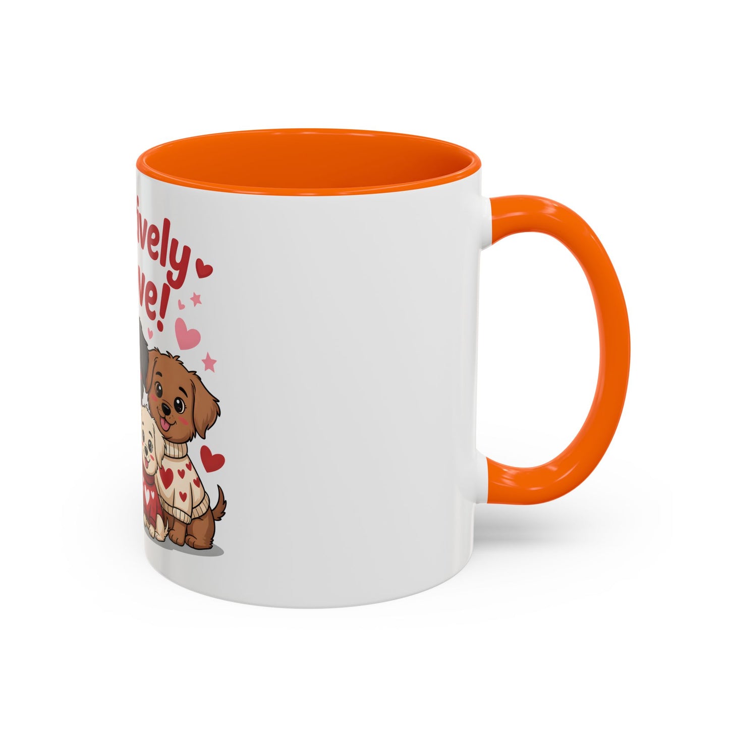 Pawsitively in Love Coffee Mug — Cute Dogs Valentine Accent Mug (11/15oz)