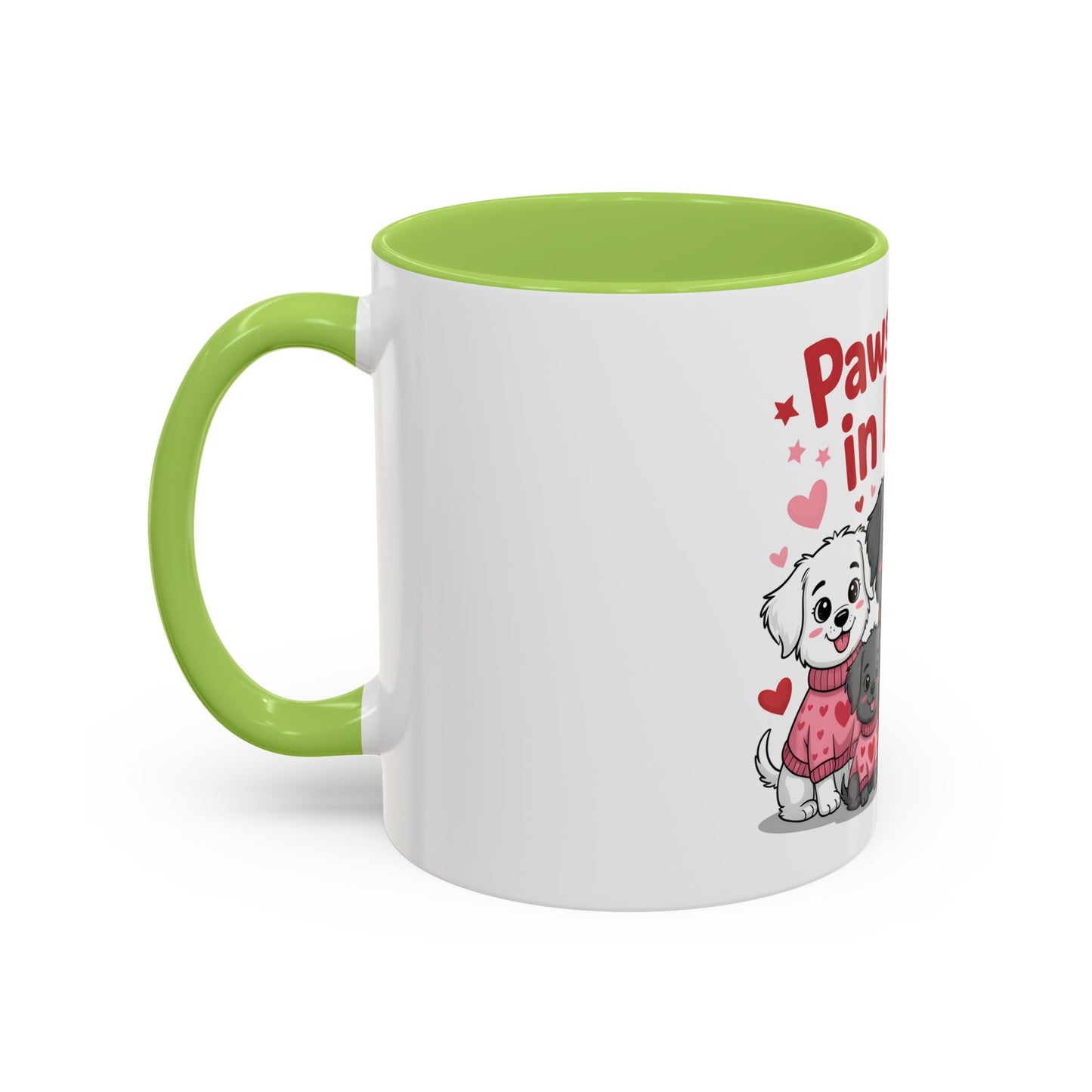 Pawsitively in Love Coffee Mug — Cute Dogs Valentine Accent Mug (11/15oz)