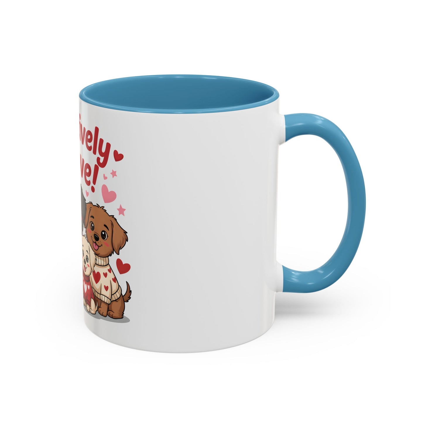 Pawsitively in Love Coffee Mug — Cute Dogs Valentine Accent Mug (11/15oz)