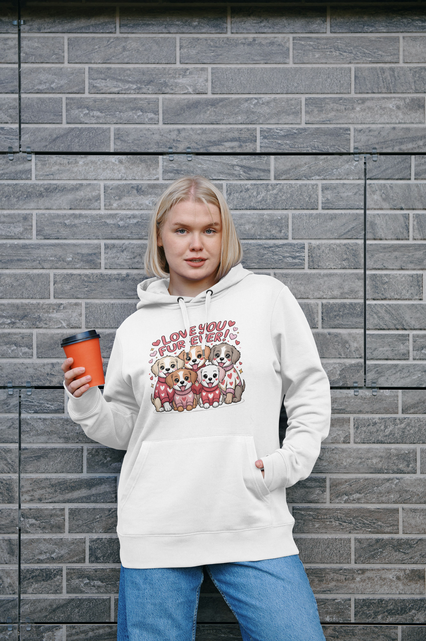 Dog Lover Hoodie — "Love You Fur-Ever" Cute Puppies Valentine Sweatshirt, Gift for Dog Lovers, Couples Gift