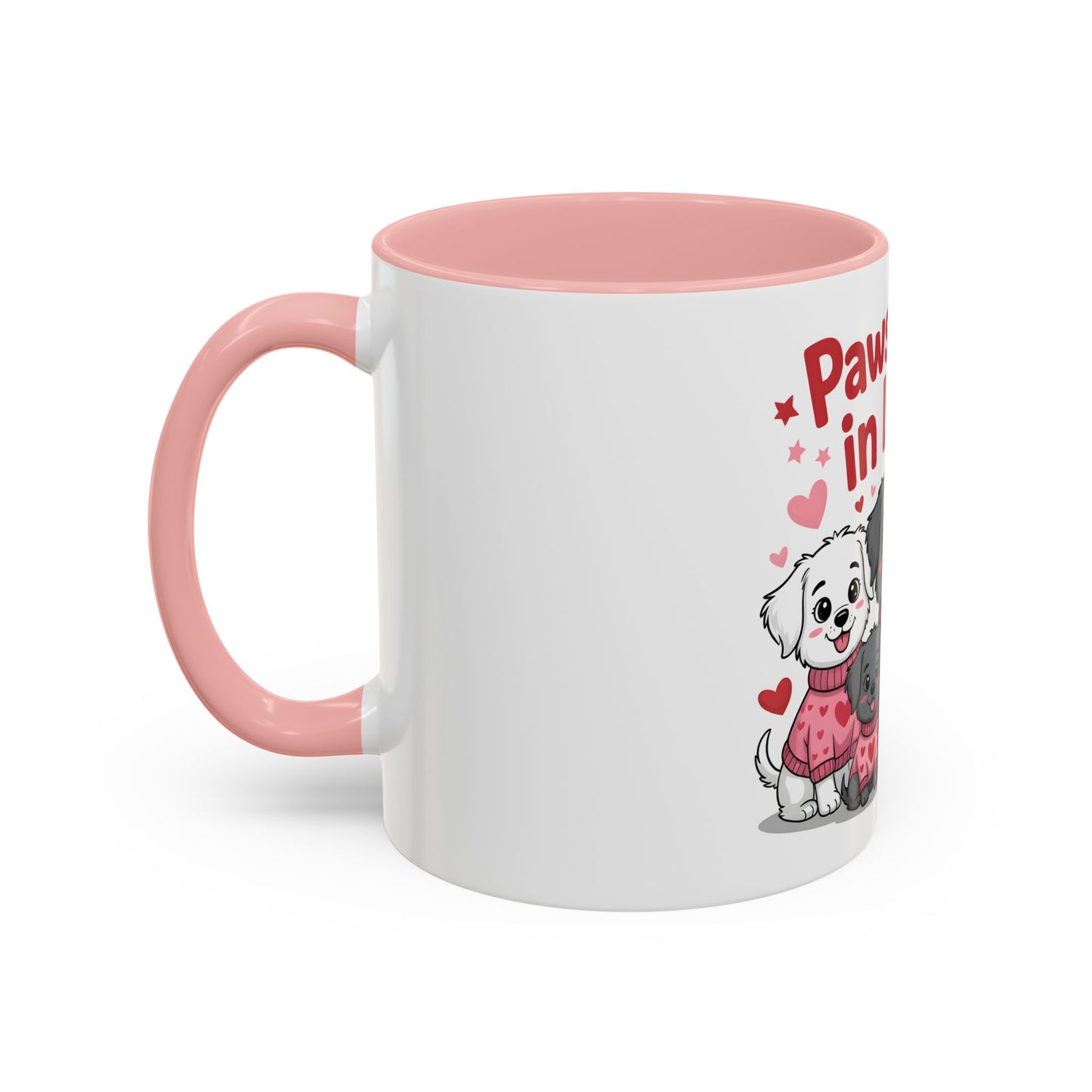 Pawsitively in Love Coffee Mug — Cute Dogs Valentine Accent Mug (11/15oz)