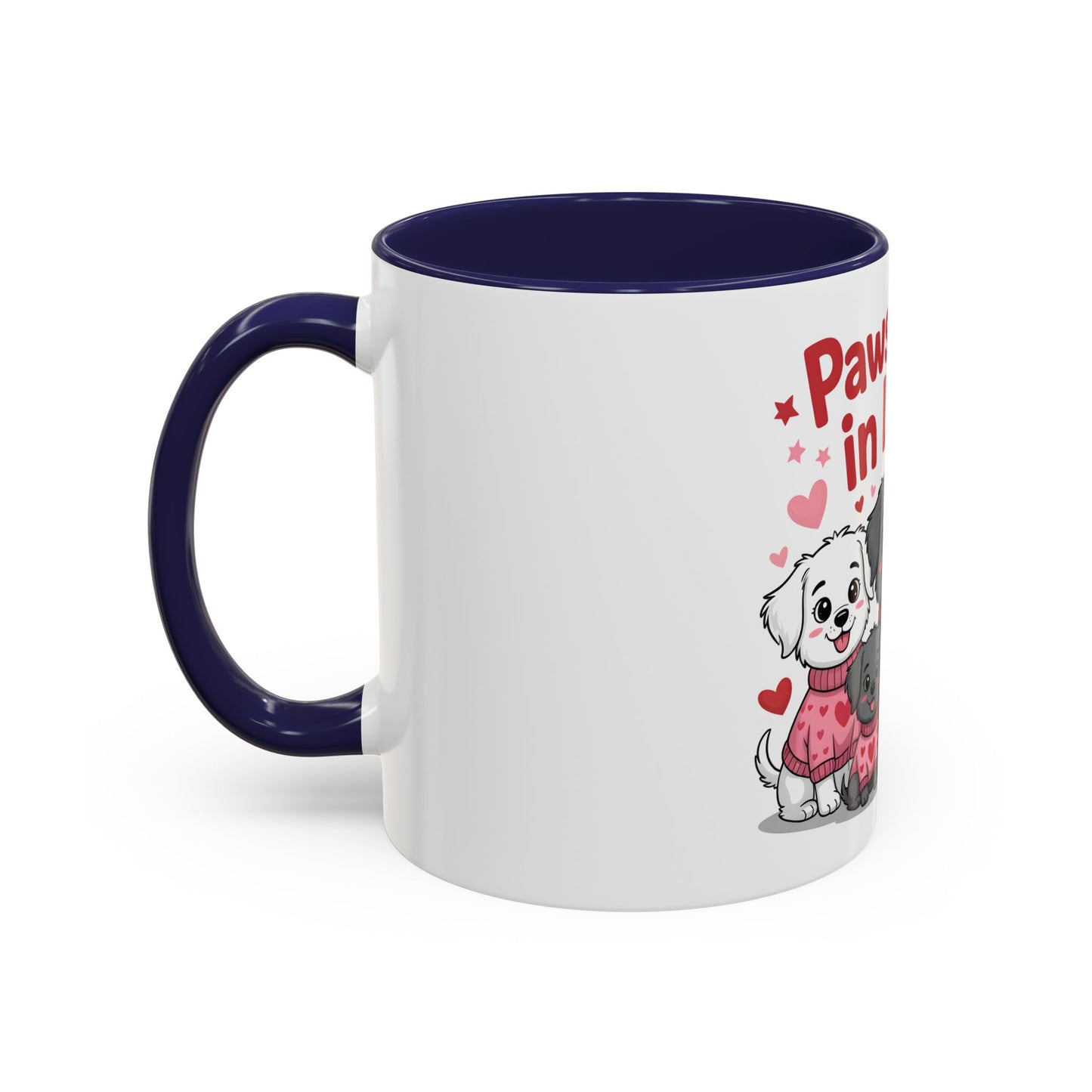 Pawsitively in Love Coffee Mug — Cute Dogs Valentine Accent Mug (11/15oz)