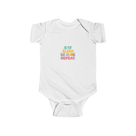 Infant Bodysuit — "Eat Sleep Be Cute Repeat" Colourful Baby Onesie Baby shower gift, new born gift