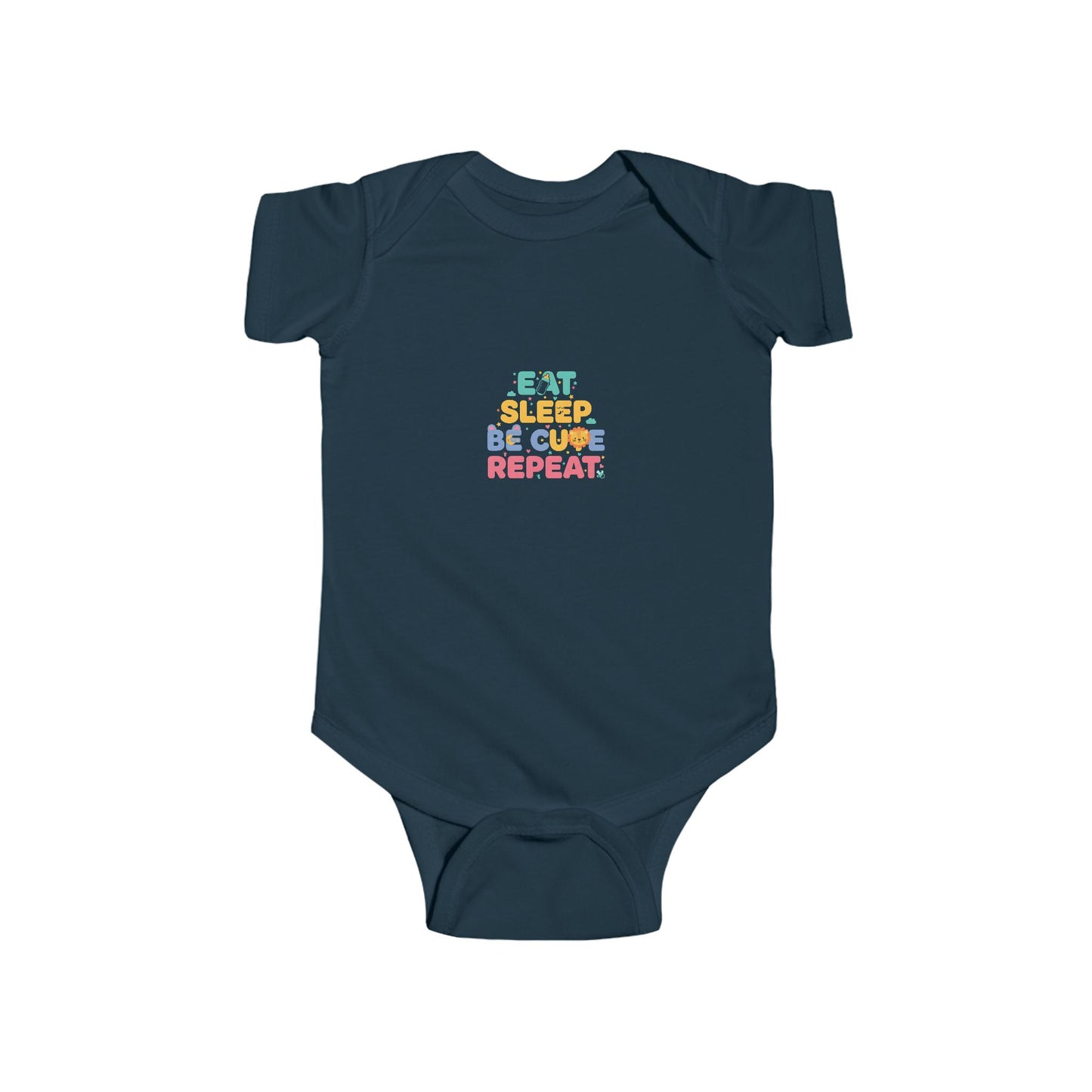 Infant Bodysuit — "Eat Sleep Be Cute Repeat" Colourful Baby Onesie Baby shower gift, new born gift