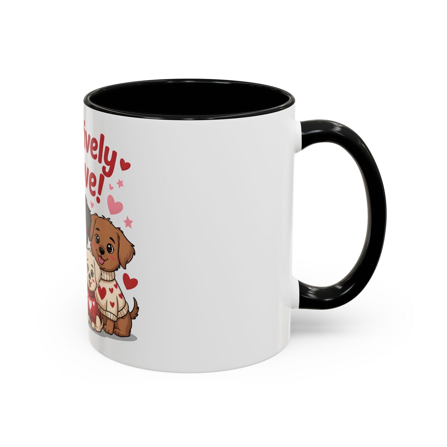 Pawsitively in Love Coffee Mug — Cute Dogs Valentine Accent Mug (11/15oz)