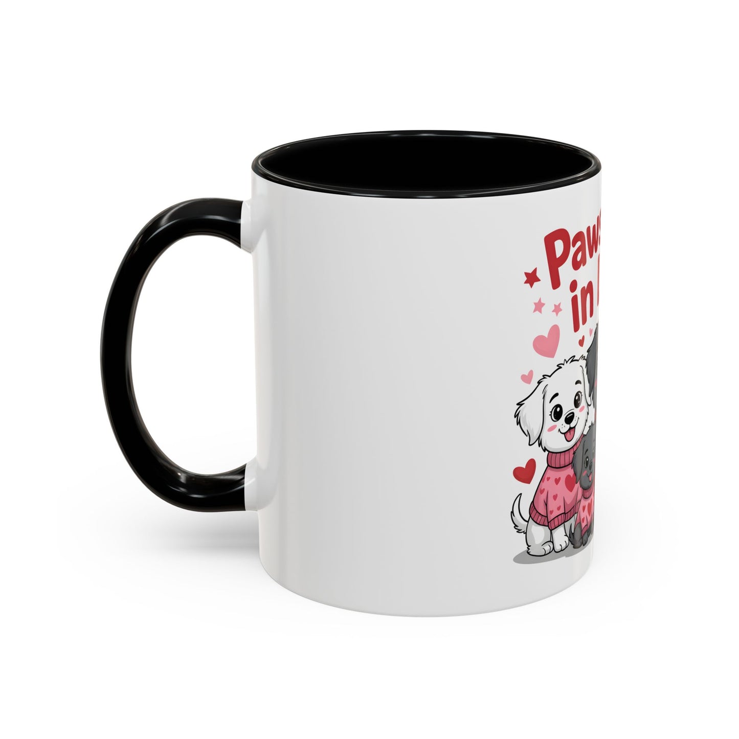Pawsitively in Love Coffee Mug — Cute Dogs Valentine Accent Mug (11/15oz)