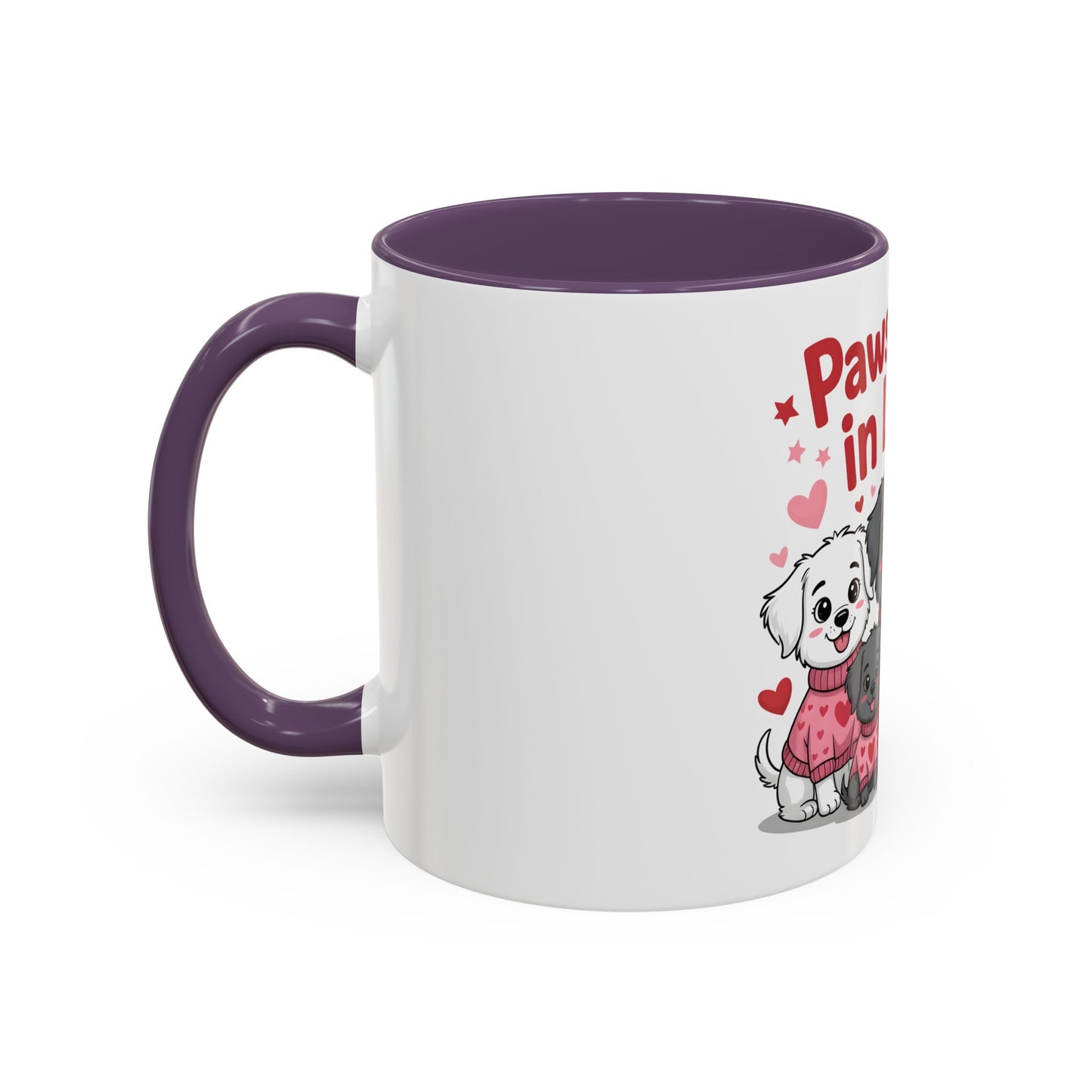 Pawsitively in Love Coffee Mug — Cute Dogs Valentine Accent Mug (11/15oz)