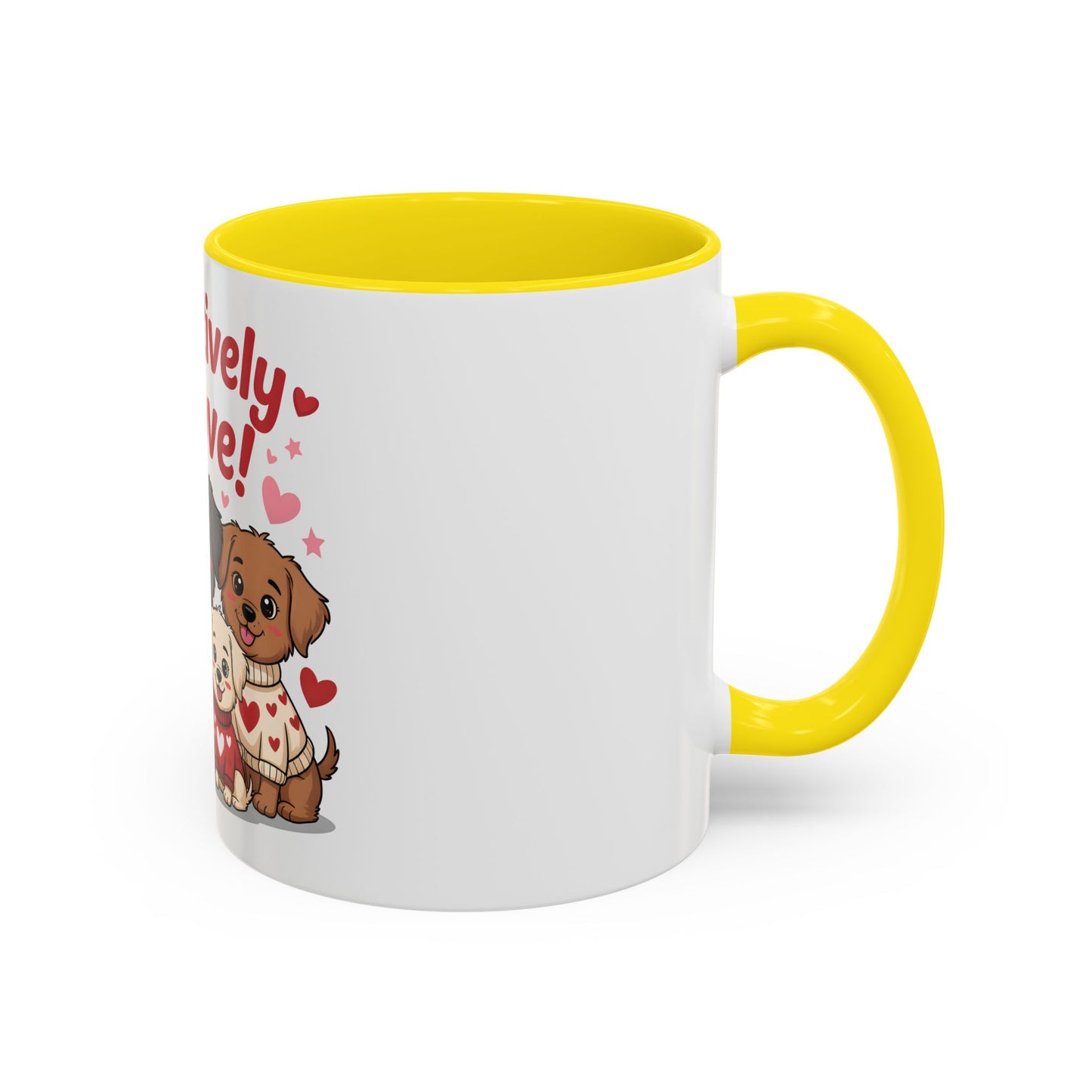 Pawsitively in Love Coffee Mug — Cute Dogs Valentine Accent Mug (11/15oz)