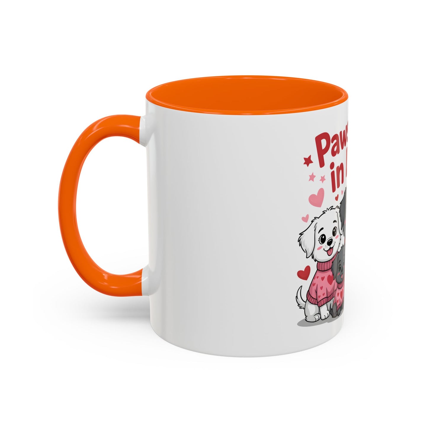 Pawsitively in Love Coffee Mug — Cute Dogs Valentine Accent Mug (11/15oz)