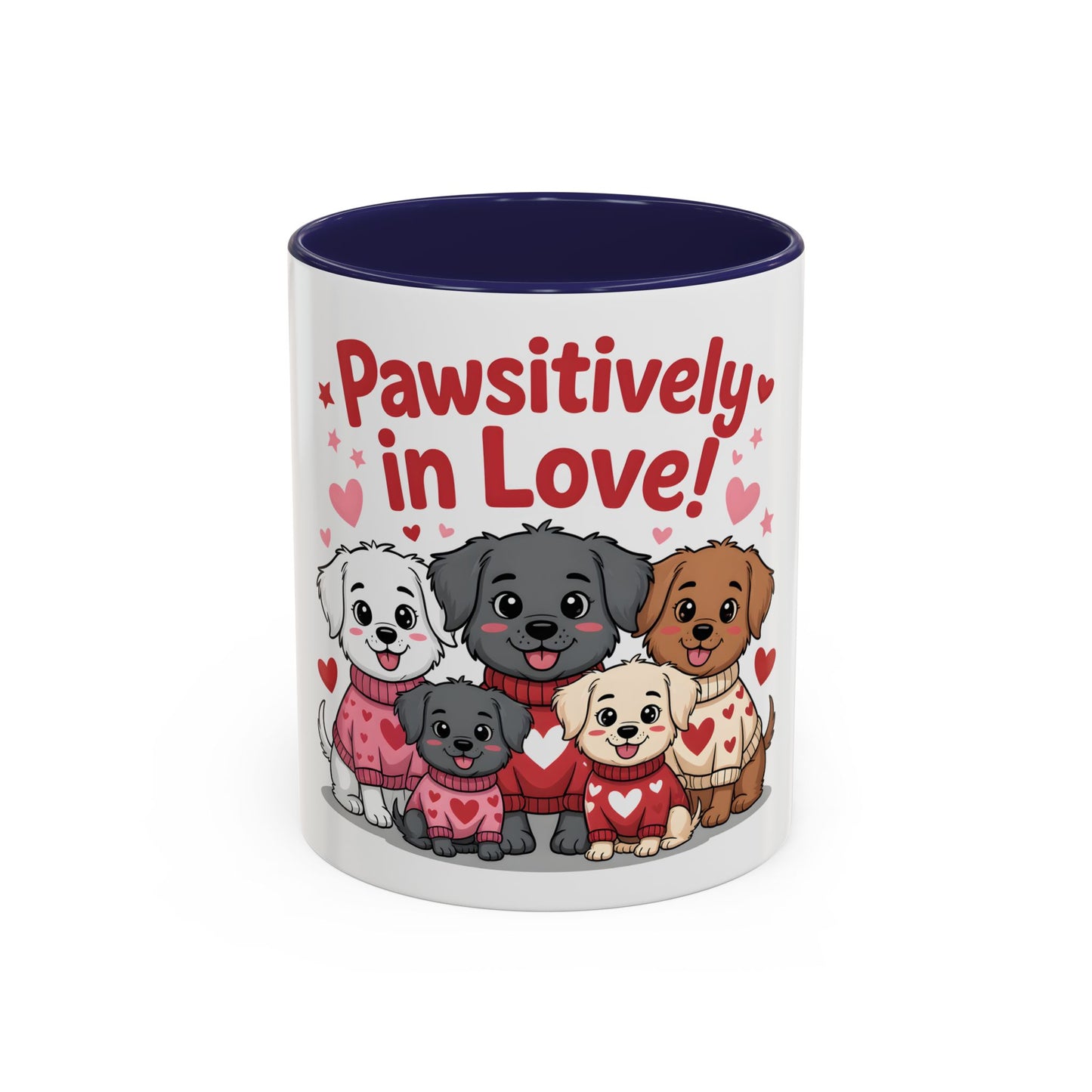 Pawsitively in Love Coffee Mug — Cute Dogs Valentine Accent Mug (11/15oz)