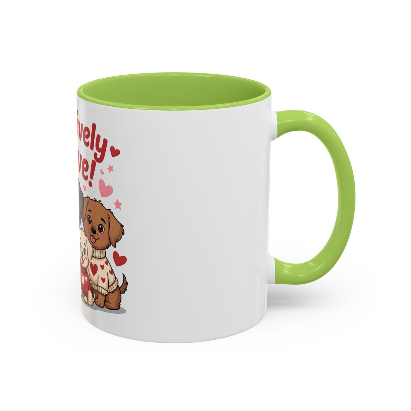 Pawsitively in Love Coffee Mug — Cute Dogs Valentine Accent Mug (11/15oz)