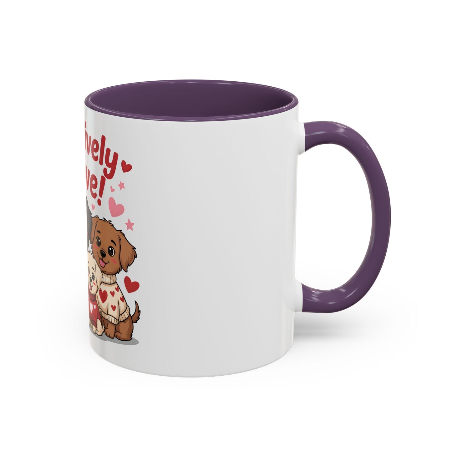 Pawsitively in Love Coffee Mug — Cute Dogs Valentine Accent Mug (11/15oz)